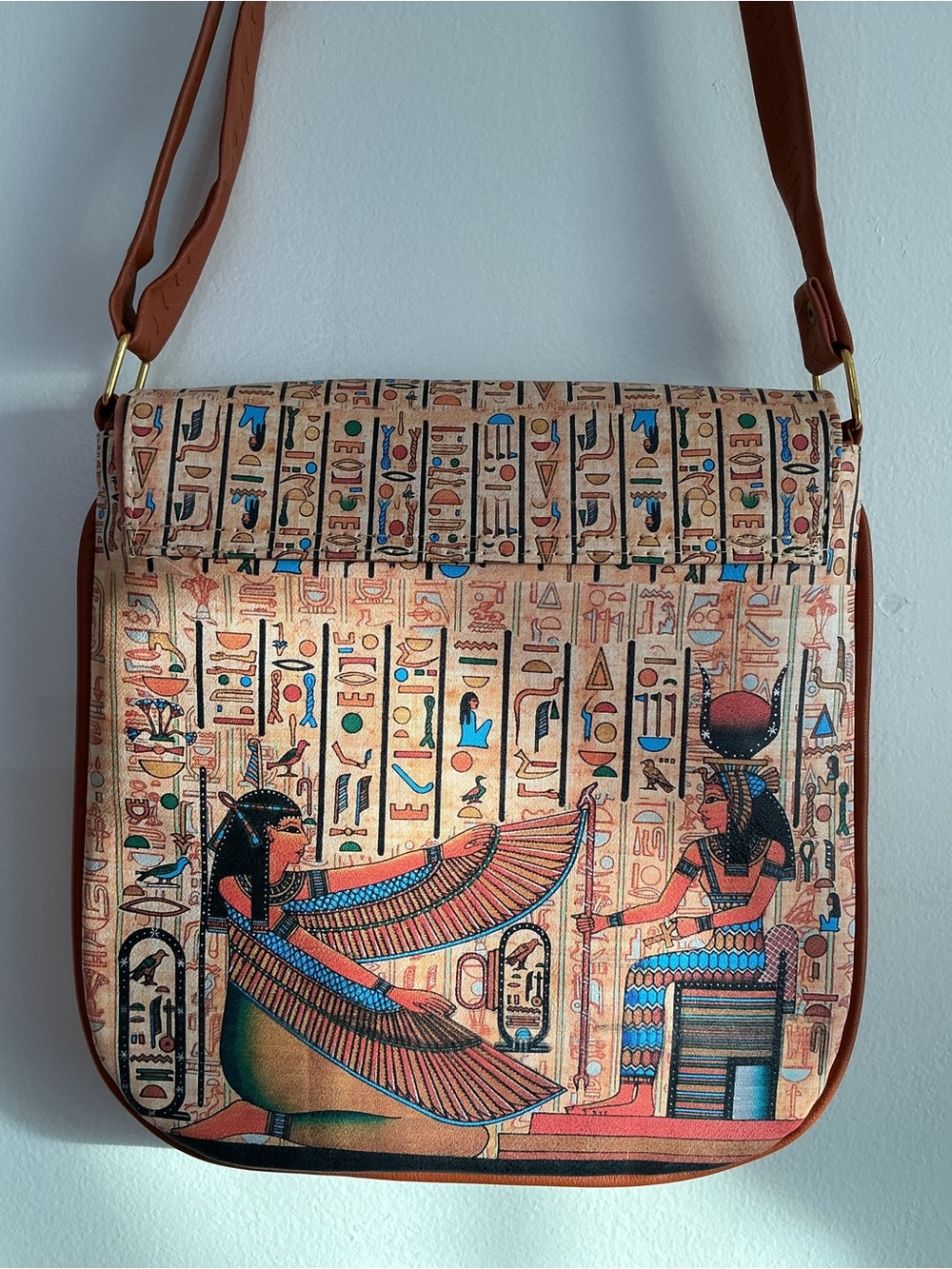 Egyptian Motif Crossbody Bag in Multi-Color by